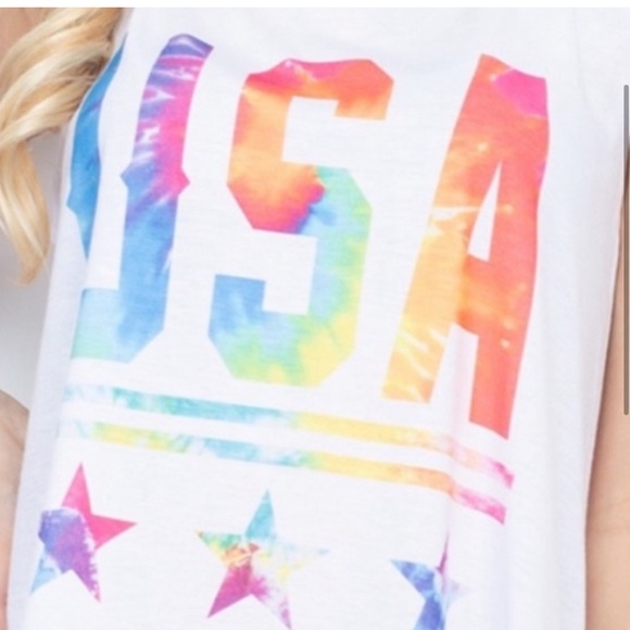 USA VIBRANT TIE DYE LOGO STAR TANK - Picture 4 of 4